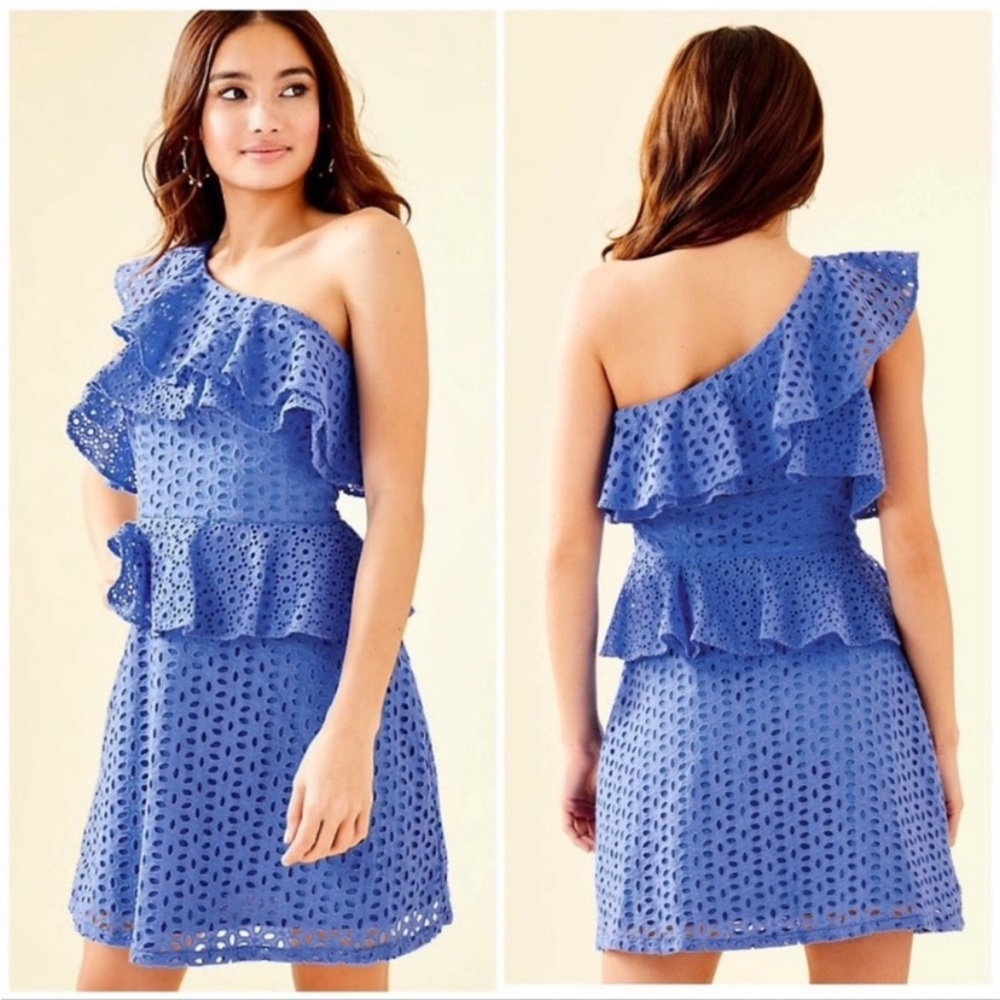NWT Lilly Pulitzer Coastal Blue Oval Flower Petal Eyelet Josey Dress 6